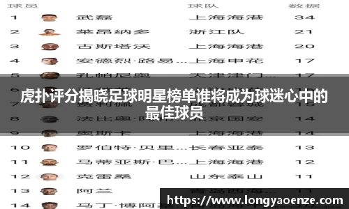虎扑评分揭晓足球明星榜单谁将成为球迷心中的最佳球员